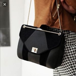 Sezane black suede and leather Clark bag